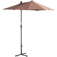 Outsunny Chapéu de Sol de Parede 200x190x240 cm com Manivela Poste de Aço e Base Cruzada Anti-UV para Terraço Varanda Castanho(m-11)