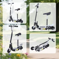 HOMCOM Foldable Powered Scooter with Adjustable Seat, Brake, Black(m-9)