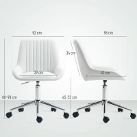HOMCOM Silla de oficina sin reposabrazos, silla de oficina con altura regulable, 52x58x80-90cm, blanco(m-3)