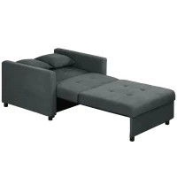 HOMCOM Sillón Cama en Tejido Efecto Terciopelo Gris con 2 Cojines y Espacio Contenedor, 100x98x88 cm(m-7)
