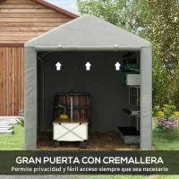 Outsunny Carpa de Jardín para Bicicletas 1,6x2,2x1,7 m con 2 Habitaciones Puerta con Cremallera Impermeable Anti-UV Gris Claro(m-6)