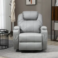 HOMCOM Sillón de masaje reclinable con reposapiés y control remoto, en piel PU, 89x99x106 cm, Gris(m-5)