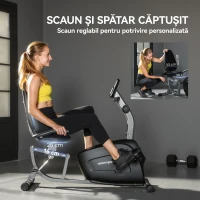 SPORTNOW Bicicletă de Fitness Acasă Recumbent cu 8 Niveluri de Rezistență Magnetică, Monitorizare Puls, Șa Reglabilă(m-6)