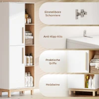 HOMCOM 176 cm großes Bücherregal, 4 offene Regale, 2 Schränke, freistehender Bücherschrank, MDF, Weiß(m-7)