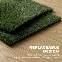 PawHut Toilette per cani con 2 tappeti d'erba sintetica lavabili, WC per cuccioli, balcone e Casa, 63x50,5x3,5 cm, Nero e Verde(m-5)