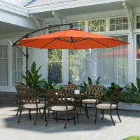 Outsunny 3 m Overhanging Cantilever Parasol, with Cross Base - Orange(m-8)