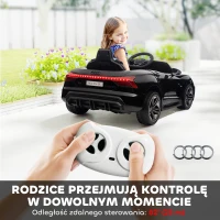 Samochód dziecięcy HOMCOM, samochód elektryczny, z licencją AUDIO, z pasem bezpieczeństwa, pilot zdalnego sterowania, światło, czarny, 103 x 58 x 41cm(m-5)