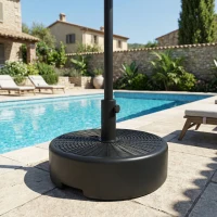 Outsunny Patio Umbrella Base 22kg Sand Filled Garden Parasol Stand forfor 38mm/48mm Poles, Black(m-8)