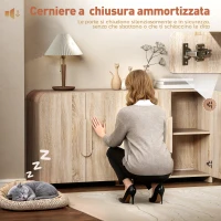 HOMCOM Credenza Cucina con 2 Armadietti, Ante Soft-Close e Ripiani Regolabili, 157x39x82 cm, Legno Naturale(m-6)