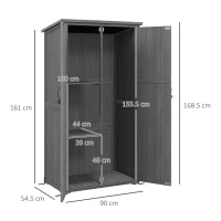 Outsunny Armadio da giardino in legno con tetto bitumato e ripiani, 90x54,5x168,5 cm, Grigio(m-3)