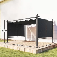 Outsunny 4 x 3 m Garden Pergola with Retractable Roof Canopy and Roll-Up Sides, Outdoor Gazebo Pergola Kit, Dark Grey(m-3)