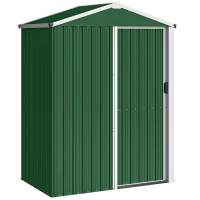 Outsunny Cabanon de jardin en acier 1,1 m² avec porte coulissante verrouillable, 136x87x179 cm, Vert(m-6)