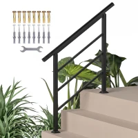 Outsunny Balustradă pentru scări 95 cm Mână curentă pentru scări cu kit de instalare Unghi reglabil pentru 1-3 trepte Negru(m-7)