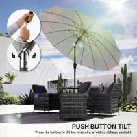 Outsunny 2 m Shanghai Garden Parasol Umbrella with 16 Fibreglass Ribs, Outdoor Parasol Sun Shade with Crank & Tilt, Light Grey(m-7)