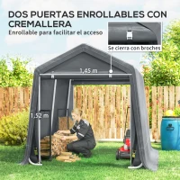 Outsunny Carpa de Jardín para Bicicletas con Marco de Metal 2 Puertas con Cremallera Impermeable Anti-UV 2,4x2x2 m Gris Oscuro(m-5)
