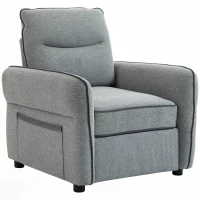 HOMCOM Poltrona 1 posto, poltrona da salotto in velluto egiziano, tasca laterale, 80 x 81 x 90 cm, grigio(m-7)