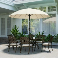 Outsunny 2 m Shanghai Garden Parasol Umbrella with 16 Fibreglass Ribs, Outdoor Parasol Sun Shade with Crank & Tilt, Cream White(m-8)