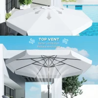 Outsunny 3 m Garden Parasol with Tilt Mechanism & Crank Handle, UPF 30+ Patio Umbrella Outdoor Table Umbrella, Cream White(m-8)