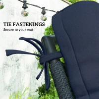 Outsunny 2-Piece Seat Cushion Replacement with Backrest, Garden Patio Chair Cushions Set with Ties, Dark Blue(m-5)