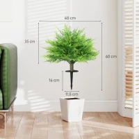 HOMCOM Touffes de fougère de Boston artificielles résistantes aux UV, plantes artificielles avec piquets, lot de 2, 60 cm pour jardin, véranda(m-3)