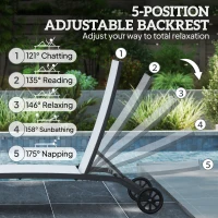 Outsunny Set de 2 Șezlonguri Rabatabile pe 5 Niveluri, Șezlonguri din Aluminiu și Țesătură Respirabilă, 66x165x102 cm, Albastru(m-4)