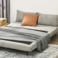 HOMCOM Divano Letto Matrimoniale con Schienale Regolabile e 2 Cuscini, in Tessuto Effetto Lino Grigio(m-6)