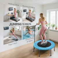 HOMCOM 40" Fitness Trampoline with Adjustable Handle, Rebounder Trampoline, Mini Jumper for Indoor Exercise Workout, Blue(m-7)