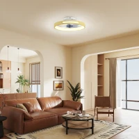 HOMCOM Ventilator de tavan cu lumină LED 40 W Motor DC reversibil Telecomandă 6 viteze 3 culori Temporizator Lemn Natural(m-5)