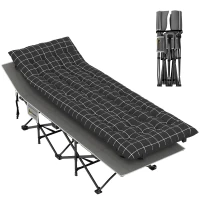 Outsunny 67cm Wide Folding Bed, Camping Cot for Adults with Mattress, Storage Pocket, Carry Bag, Max Load 150kg, Black(m-10)