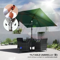 Outsunny Garden Parasol, Parasol Umbrella with Crank Handle, Tilt Function, Polyester Canopy, Green(m-4)