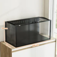 PawHut Gabbia per Criceti Grande con Coperchio Ventilato Ribaltabile, Telaio in Acciaio e Pannelli Trasparenti, 105x51x53 cm, Nero(m-3)