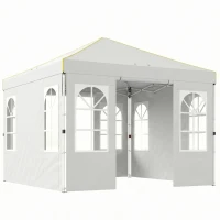 Outsunny Tonnelle pliante 3x3 m Pop-up avec UPF50+ 4 parois amovibles Hauteur réglable et sac de transport Blanc(m-7)
