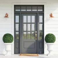 HOMCOM Conjunto de 2 bolas de buxo artificiais em vaso, resistentes aos UV, 42 cm, para decoração interior/exterior(m-6)