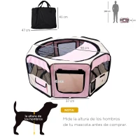 PawHut Parc Pliable pour Chiens et Chats Enclos Portable pour Petits Animaux Imperméable en Tissu Oxford Ø90x41 cm Rose(m-3)