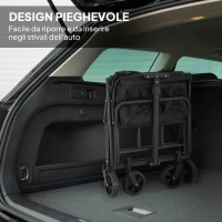 Outsunny Carrello da Giardino 62L Pieghevole con Maniglia Regolabile, in Metallo e Tessuto Oxford, 76x48x86 cm, Nero(m-6)