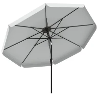 Outsunny 3 m Garden Parasol with Tilt Mechanism & Crank Handle, UPF 30+ Patio Umbrella Outdoor Table Umbrella, Light Grey(m-10)