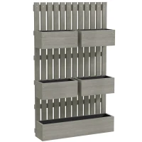 Outsunny Fioriera rialzata in legno con grigliato regolabile, 60x16x100 cm, Grigio(m-1)