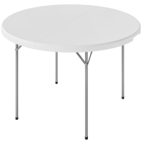 Outsunny Table pliante de camping 120x120x74 cm Table pliante portable avec plateau en HDPE Patins antidérapants Blanc