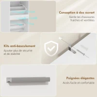 HOMCOM Dulap pentru încălțăminte 8 perechi, dulap, 2 sertare rabatabile, rafturi reglabile și compartiment, alb(m-5)