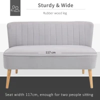 HOMCOM Modern Velvet Double Seat Sofa w/ Wood Frame Foam Padding High Back Soft Comfortable Compact Couch Grey(m-5)