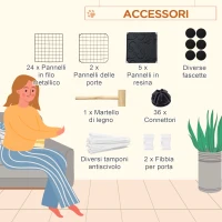 PawHut Recinto per Conigli Modulabile con Accessori Montaggio, in Acciaio, 105x105x70cm - Nero(m-6)