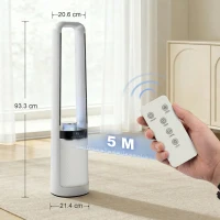 HOMCOM Bladeless Tower Fan, 36dB Standing Cooling Fan with 45° Oscillating, LED Lights, 3 Speeds, 12H Timer, Remote Control(m-3)
