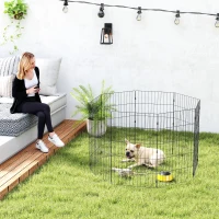 PawHut Enclos pour Chiens Enclos Extensible Pliable en Métal 50 x 80 cm Noir(m-2)