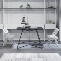 HOMCOM Set de 4 scaune pliabile scaune de sufragerie portabile cadru din oțel 45 x 46 x 78 cm alb(m-5)