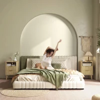 HOMCOM Set de 2 noptiere, noptiere cu 2 sertare și compartiment deschis, colțuri rotunjite, 40 x 40 x 61 cm, stejar(m-5)