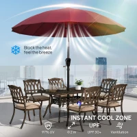 Outsunny 2 m Shanghai Garden Parasol Umbrella with 16 Fibreglass Ribs, Outdoor Parasol Sun Shade with Crank & Tilt, Wine Red(m-4)