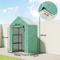 Outsunny Serra da Giardino 143 x 73 x 195 cm con Scaffale a 2 Ripiani, Verde(m-3)