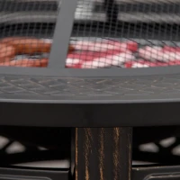 Outsunny Outdoor Fire Pit, Firepit with Grill Net, Mesh Lid, Poker, for Camping, Bonfire, Picnic, Bronze Tone(m-8)