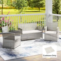 Outsunny Outdoor Seat Cushion Pads for Rattan Furniture, 3 PCs Garden Furniture Cushions, Cream White(m-2)