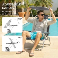 Outsunny Inklapbare ligstoel tuinligstoel met hoofdkussen en verstelbaar zonnedak 6-voudig verstelbare rugleuning 62 x 68 x 79 cm Donkergrijs(m-5)